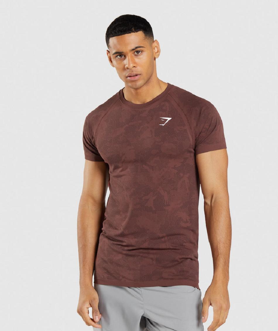 Gymshark Geo Seamless Muške T Shirts Roze Smeđe Crne | HR 2436UZG